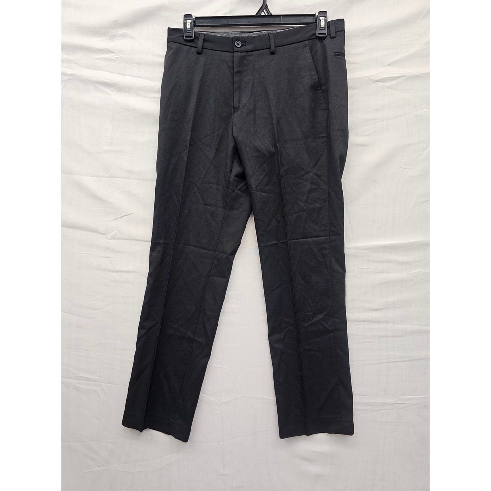 DKNY Mens Slim Fit Dress Pants Black Polyester Blend Stretch Size 32x30